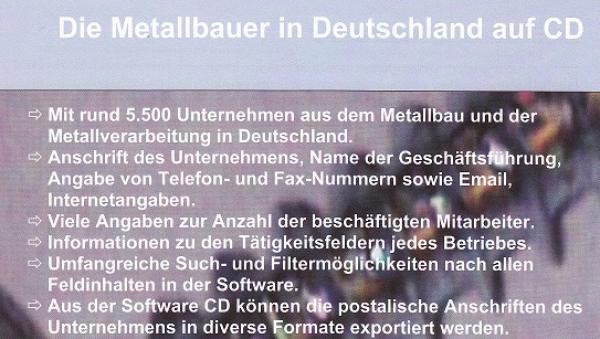 Metallbauer in Deutschland - Software CD - im Dauerbezug